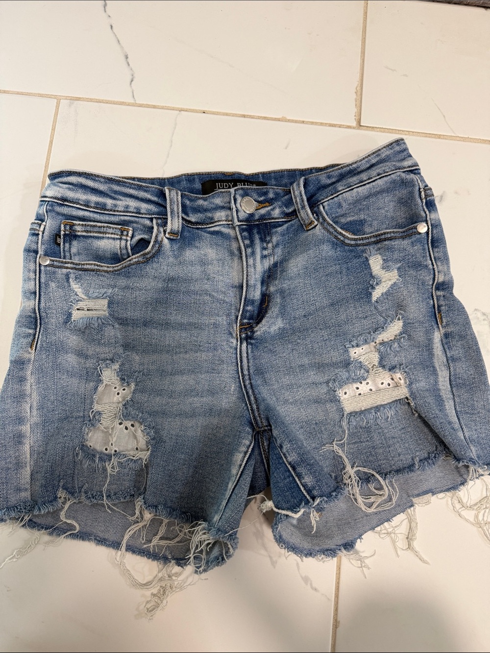 Judy Blue Light Wash Distressed Cutoff Jean Shorts